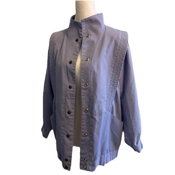 VTG 80s Track Jacket S Purple Glam Rock Coat Zipper Buttons Grannycore BIBI BROS - Picture 1 of 13